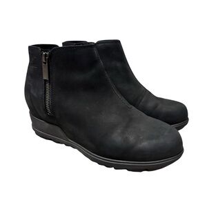 Sorel Women's Evie Zip Leather Ankle Boot Heeled Black Leather Bootie Size 7.5